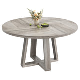 Garvee Modern Farmhouse Dining Table - 47 Inch Round Table for 4-6 People - Durable Wooden Tabletop & Sturdy Pedestal Base - Ideal for Dining or Living Room - Washed Gray - Grey
