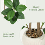 Garvee Realistic Artificial Rubber Tree – Lifelike Foliage, Dual Stems, Indoor Faux Plant for Home & Office Decor, Stone Beige Planter with Decorative Pebbles, 150cm – Beige mine pot flower stone