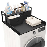 Garvee Washer Dryer Countertop with Drawer, Laundry Countertop with Open Storage Shelf, Washer and Dryer Topper for Folding & Ironing, Black