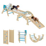 Garvee Triangle Set, 4 in 1 toddler Climbing Toys Indoor with Ramp, Arch and Ladder, Climbing Set with Wood Construction, Jungle Gyms for Toddlers 1-3, Baby, Kids, Blue