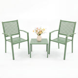 Garvee Set of 2 Stackable Patio Bistro Dining Chairs with Armrests - Heavy-Duty Powder-Coated Steel Frame - Hollow-Carved Seat - 300 lb/136 kg Capacity - for Patio Lawn Yard - Color: Green - 5