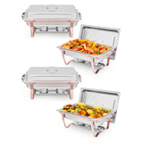 Garvee Chafing Dishes for Buffet Set of 4, 8QT Buffet Servers and Warmers Set with Lid & Foldable Frame, Rectangular Stainless Steel Chafer Food Warmer for Parties Wedding Catering Supplies, Rose Gold - Rose Gold Frame