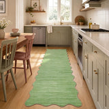 Garvee 2' × 6' Solid Border Runner Rug, Machine Washable Non-Slip Low-Pile Rug for Hallway, Kitchen & Entryway, Green - Green