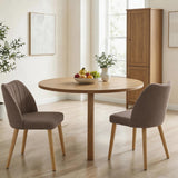 Garvee Wood Dining Chairs Set of 2 Armless Upholstered Cushioned Seats Rubberwood Frame Adjustable Footpads Modern Dining Room Office - Brown