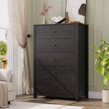 Garvee Black Oak 5 Drawer Sideboard Cabinet – Modern Tall Storage Chest with Large Wooden Drawers, Organizer for Bedroom, Entryway, Dining Room – Black Oak - Black