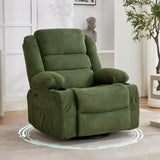 Garvee Rocking Recliner Chair for Adults, Wide 360° Swivel Rocker Recliner with Cup Holder Nursery Glider with Upholstered Deep Seat Corduroy Lazy boy Chair for Living Room, Green - Green|Corduroy