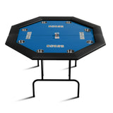 Garvee 8-Player Collapsible Octagon Poker Table – 47" Casino Style, Water-Resistant Cushioned Rails, Stainless Steel Cup Holders, Portable for Home Game Nights – Blue Stainless Steel Cup - Blue