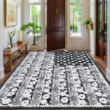 Garvee 5' × 7' 4th of July Patriotic Floral Rug, Gray American Flag Washable Area Rug - Gray