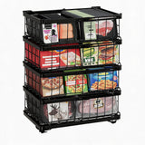Garvee 4-Pack Adjustable Freezer Storage Baskets, Stackable Carbon Steel Wire Bins with Handles, Expandable Chest Freezer Organizer for Frozen Food, Ice Cream & Pantry - Black - Bxj-70458-4Bk 4-Piece Black Set