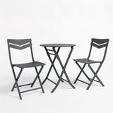Garvee Outdoor Folding Bistro Set, Compact Patio Furniture Set for Balcony, Garden, and Deck,Gray - Gray
