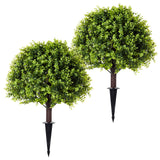 Garvee 2-Pack 24-Inch Eucalyptus Shaped Artificial Shrub with Ground Stakes, Green, High-Density UV-Resistant PE Material, Easy Installation, Low Maintenance for Indoor & Outdoor Decoration - Green