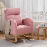 Garvee Teddy Fleece Rocking Chair, Modern Nursery Glider Chair with Side Pockets and Pillow, Rocker Chair for Living Room Bedroom Nursing Room, Pink - -Pink