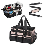 Garvee Extra Large Wearable Cleaning Caddy Adjustable Shoulder Strap & Waist Belt Waterproof Oxford Fabric Heavy Duty Organizer with Removable Divider Multiple Pockets for Home & Commercial Use - Pink