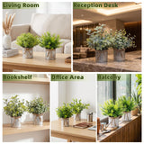 Garvee 6-Pack Mini Artificial Potted Plants - Realistic Faux Greenery for Indoor Desk, Shelf & Table Centerpieces - Small Fake Plants in Iron Pots, Low Maintenance Decor - Eucalyptus/Tea Leaf/Rosemary (XPZD-502)