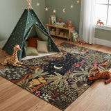 Garvee 4' × 6' Jungle Botanical Area Rug, Soft Washable Low-Pile Polyester Carpet for Living Room, Bedroom and Dining Room, Brown