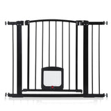 Garvee Pressure Mounted Baby and Pet Safety Gate – Adjustable 30-41 Inch Wide Barrier for Doors, Hallways, Stairs – Auto-Close, Double Lock, Curved Design for Dog and Baby – Drill-Free Installation – Black - Black