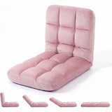 Garvee Folding Floor Chair with Back Support, 5 Adjustable Position, Padded Sleeper Bed, Couch Recliner, Gaming Floor Chairs for Adults, Meditation, Living Room - Pink