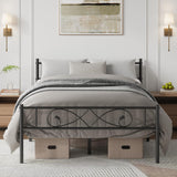 Garvee Queen Size Platform Bed Frame, Metal with Unique Fist Design Headboard, Under Bed Storage, No Box Spring Required, Easy Assembly Noise Free, Black - Black