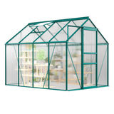 Garvee Walk-in Greenhouse 6x8 FT Aluminum Frame with Roof Vent Rain Gutter Sliding Door Perfect for Outdoor Patio Backyard Garden Apartment Balcony - Green