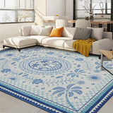 Garvee 5' x 7' Coastal Palm Floral Area Rug, Machine Washable Non-Slip Low-Pile Soft Rug for Living Room, Bedroom & Nursery, Blue - Blue