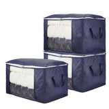 Garvee Fabric Storage Bins 21.7x13.8x12.6 Inches, 3/6 Pack Closet Organizers for Bedroom, Foldable Nonwoven Bags with Handles for Clothes Blankets Comforters, Heavy Duty Cube Bins for Shelves Dorm Storage - Navy Blue