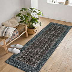 Garvee 2x6 Vintage Persian Runner Rug, Non Slip Low Pile Soft Hallway Rug, Decorative Carpet Runner for Entryway, Bedroom & Kitchen, Dark Brown - Dark Brown