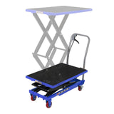 Garvee Hydraulic Lift Table Cart – Manual Double Scissor Lift, 770lbs Load, 50.7'' Max Height – Non-Slip Pad, Locking Wheels, Reflective Strips – Industrial Material Handling – Blue, 770lbs Double Scissor