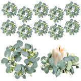 Garvee 12-Piece Artificial Eucalyptus Candle Rings Set - Boho Style Greenery Candle Wreath Rings with Leaves Garland for Wedding, Table Centerpiece, Pillar Candles & Home Decor