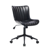 Garvee Office Chair with Striped Fabric, Armless Desk Chair for Home Office, Comfy Upholstered Vanity Chair, Swivel Computer Chair for Small Spaces