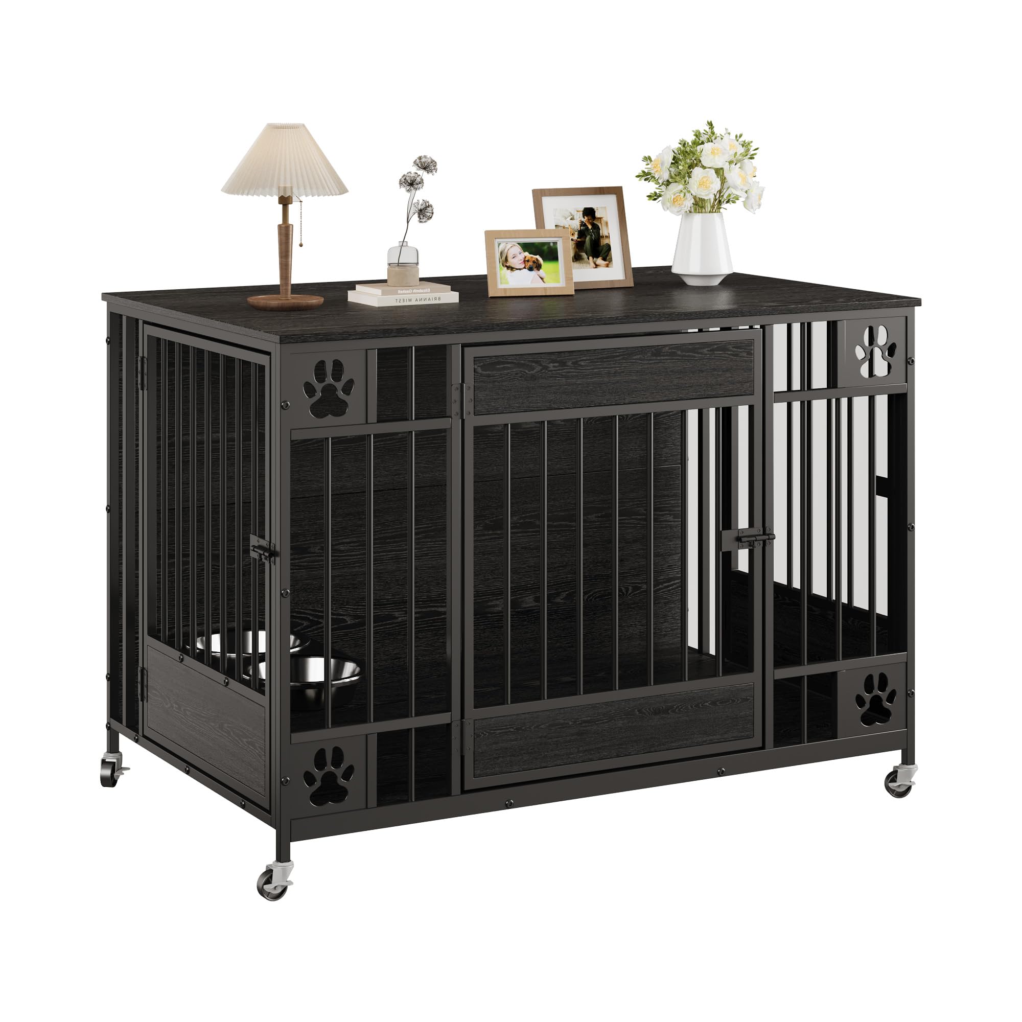 DOG DEPT オリジナル ウッドクレート Garvee Modern Triple Door Dog Crate Furniture - 41
