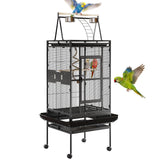 Garvee Spacious 67-Inch Wrought Iron Parrot Bird Cage with Playtop – Secure Home for Cockatiels, Conures, Parakeets, Lovebirds, Canaries – Durable, Easy-Clean Tray, Rolling Stand, Color: Black - Black
