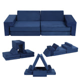 Garvee 8-Piece Modular Kids Play Couch Set – High-Density Foam Convertible Sofa – Removable Washable Covers – Comfortable and Versatile Sectional Furniture for Playroom, Bedroom, Living Room – Navy - Grey