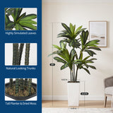 Garvee 5FT Artificial Dracaena Tree with White Tall Planter, Tall Fake Tree for Living Room Indoor, Faux Plant in Pot for Home Office Porch Decor, Easy Assembly