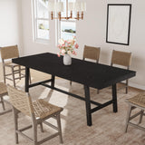Garvee Industrial Style Extendable Dining Table 63"-83" for 6-8 People – Heavy Duty Metal Frame – Rectangular Kitchen Table – Adjustable Length for Dining Room, Apartment, Office – Black - Black