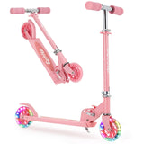 Garvee Kick Scooter for Kids with LED RGB Lighted Wheels, Lightweight & Detachable, Aluminum Frame, Anti-Slip Deck, Adjustable Handlebars, Pink, Ages 3+ - Pink