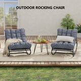 Garvee Oversized Papasan Rocking Chairs Set - Outdoor Egg Lounge Seats with Thick Washable Cushions, Sturdy Metal Frame, Weather Resistant, Perfect for Patio, Garden, Porch, Balcony, Nursery, Living Room, Grey, 2 PCS - Light Gray