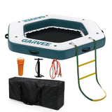 Garvee 8.5' Inflatable Floating Dock Lounge - 8.5x8ft Hexagonal Lake Deck with Mesh Center Splash Zone for Pool Party & Yacht Side