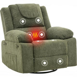 Garvee Swivel Rocker Recliner Chair for Adults with Massage and Heat, Oversized Linen Fabric Glider Nursery Chair with Deep Seat, High Backrest, Upholstered Single Sofa for Living Room, Green - Linen | Green