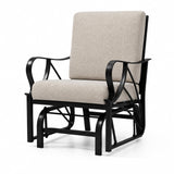 Garvee White Outdoor Glider Patio Chair, Heavy-Duty Steel Frame Rocking Chair with Removable Cushion & Curved Armrests for Porch, Garden & Yard - White