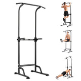 Garvee Heavy-Duty Power Tower Workout Station with Pull-Up Bar & Dip Station, 10 Adjustable Heights, 330 lbs Capacity Multi-Function Fitness Equipment for Home Gym Cross-Training - Black - Black