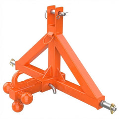 Garvee 3 Point Trailer Hitch 2" Receiver and Towing Ball Hitch with Hook Heavy Duty Cat.1 Tractor Drawbar 3Pt Quick Hitch Attachment for Kubota, Category 1 Subcompact Tractor Farm Equipment - Orange