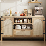 Garvee 59" Boho Rattan Sideboard Buffet Cabinet with Drawer and Open Shelves for Dining Room, Natural - Natural