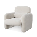 Garvee Modern Ergonomic Accent Chair – Solid Wood Frame, Breathable Natural Fiber Fabric, Padded Armchair for Living Room, Heavy Duty Support, Easy Assembly – Rice White - Beige | Chenille
