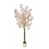 Garvee Double Trunk Artificial Cherry Blossom Tree - Faux Japanese Cherry Blossom Flower Stems for Indoor Home Decor - Realistic Light Pink Blooms, Includes PE Pot - 5ft (150cm) - Light Pink