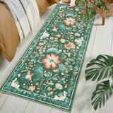 Garvee Washable Floral Area Rug - Non-Slip, Collapsible, Pet Friendly, Easy to Clean Carpet - Perfect for Living Room or Bedroom - Home Decor - Green, 2x6ft - Green