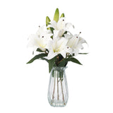 Garvee White Real Touch PU Lily Flowers with 6 Blooms & 3 Buds, Lifelike Artificial Lily for Home Decor - Tiger Lily ,Pure White