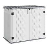 Garvee 34 Cu. Ft. Outdoor Resin Storage Shed, Waterproof HDPE Cabinet with Double Doors for Patio Tools, Cushions & Trash Cans, White