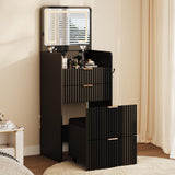 Garvee 3 in 1 Vanity Desk with 3 Drawers and Rolling Stool, Compact Vanity with Flip Top Mirror and Lights, Modern Small Makeup Vanity Table with Charging - Black