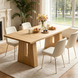 Garvee Modern Farmhouse Rectangular Dining Table 62.6 in, Seats 4-6 - Mid-Century Kitchen & Dining Room Table - Sturdy Trestle Base, Easy Assembly - Natural Wood Color - Natural