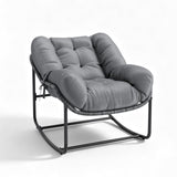 Garvee Outdoor Papasan Rocking Chair, Oversized Egg-Shaped Papasan Rocker with Cushion, Indoor & Outdoor,330 LBS Capacity, Patio Rocking Chair for Patio, Garden, Living Room, Grey - Gray